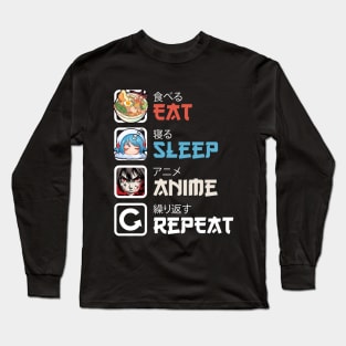 Eat Sleep Anime Repeat Long Sleeve T-Shirt